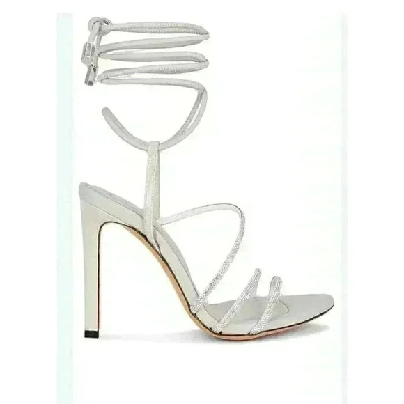 IRO PARIS IDO High Black Strass Leather Sandal Heels Rhinestones Lace Up Sz 37/7 - Picture 2 of 14